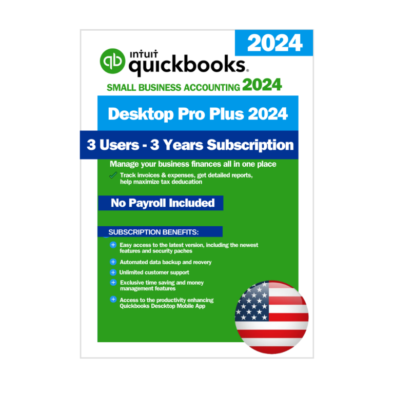 QuickBooks Desktop Pro Plus 2024 - 3 Years - 3 Users - USA Key License