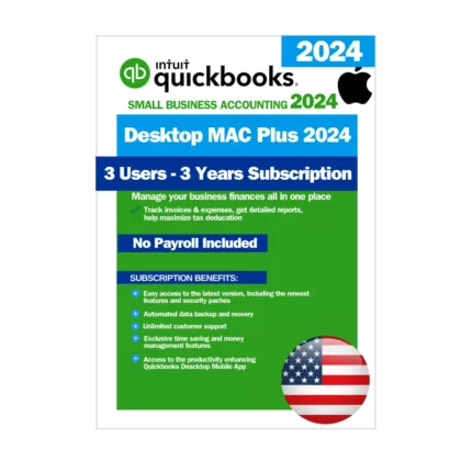 QuickBooks Desktop MAC Plus 2024 - 3 Years - 3 Users - USA Key License