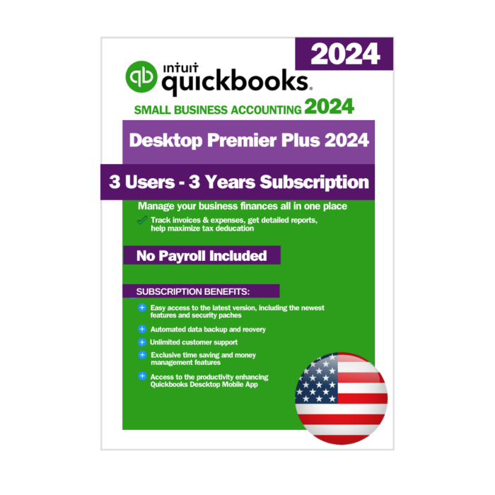 QuickBooks Desktop Premier Plus 2024 - 3 Years - 3 Users - USA Key License