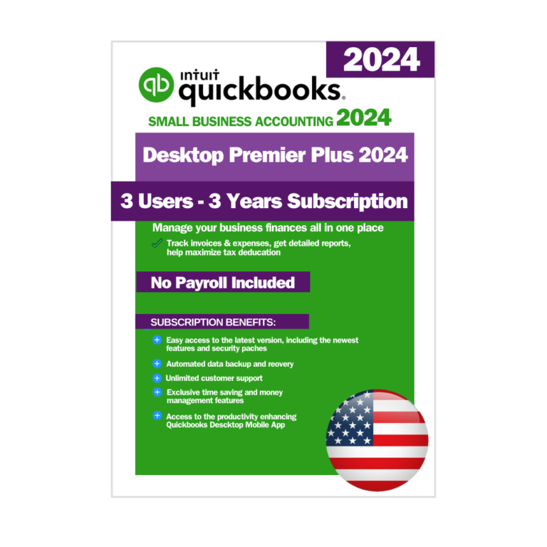 QuickBooks Desktop Premier Plus 2024 - 3 Years - 3 Users - USA Key License