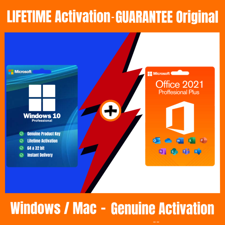 Microsoft Windows 10 Professional + Office 2021 Professional Plus Lifetime License key - Genuine Licenses Retail