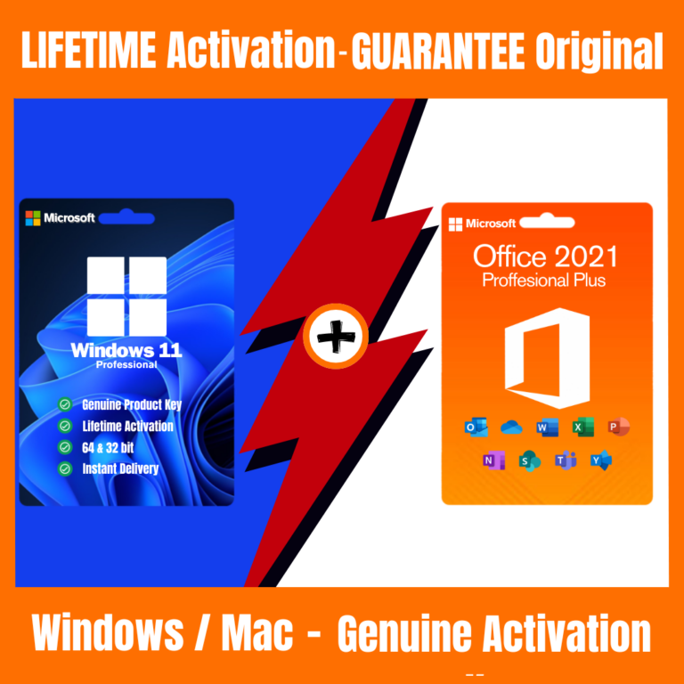 Office 2021 Professional Plus + Microsoft Windows 11 Professional Lifetime License key - Genuine Licenses Activation Retail