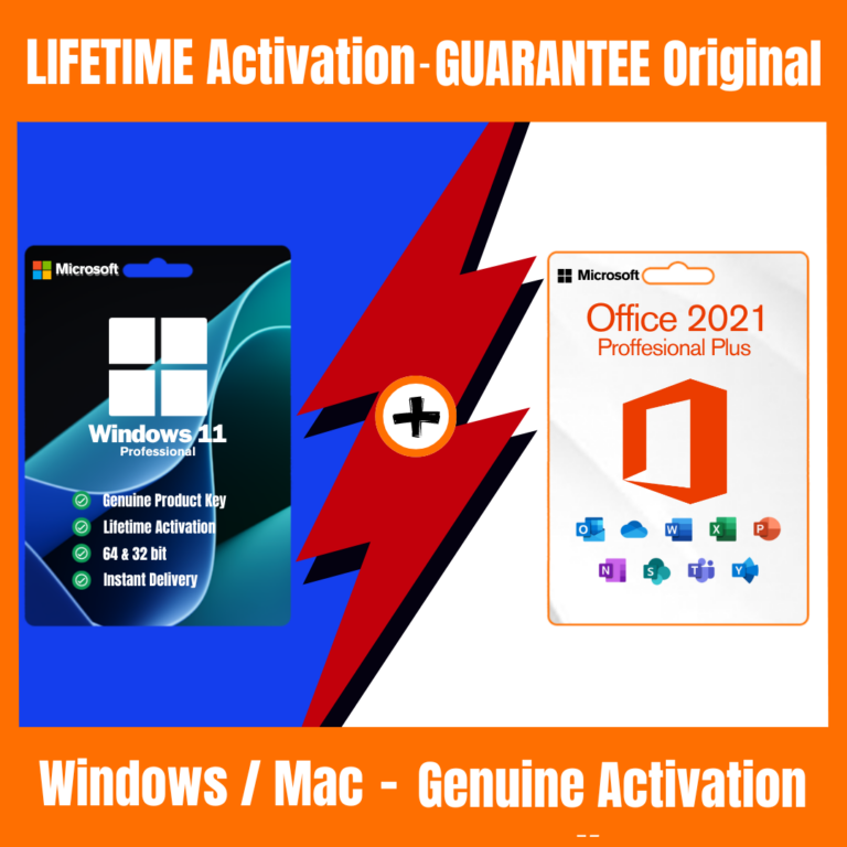 Office 2021 Professional Plus + Microsoft Windows 11 Professional Lifetime License key - Online Activation Retail